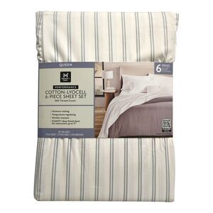 Soft Silver - Member's Mark 500TC Performance Cotton-Lyocell Striped Sheet Set,